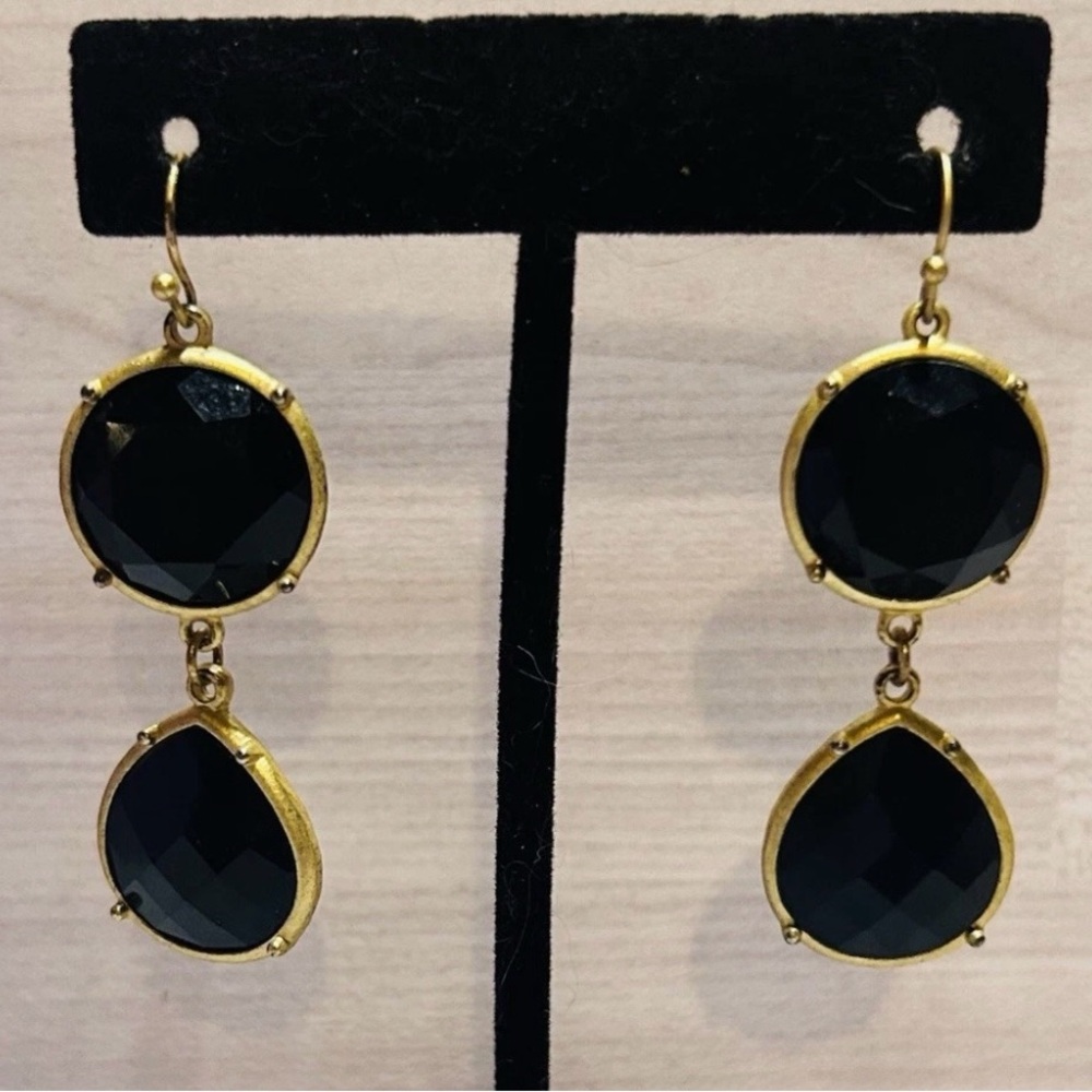 Elegant Navy and Gold Drop Earrings